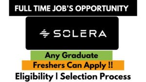 Banner announcing a full-time job opportunity at Solera. It states that any graduate can apply and that freshers are eligible. The banner also highlights "Eligibility | Selection Process"