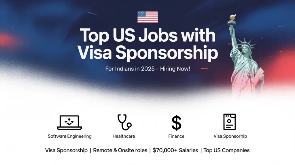 "US jobs with visa sponsorship for Indian professionals in 2025 - top companies hiring software engineers, data analysts, healthcare specialists with competitive salaries and visa support."