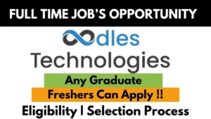 Banner advertising a full-time job opportunity at Oodles Technologies, highlighting that any graduate can apply, with eligibility and selection process details available.