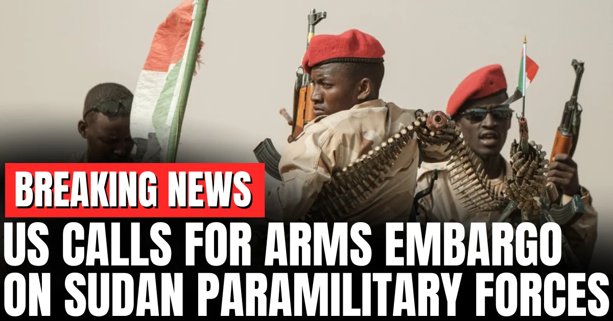 US Calls for Arms Embargo on Sudan Paramilitary Forces